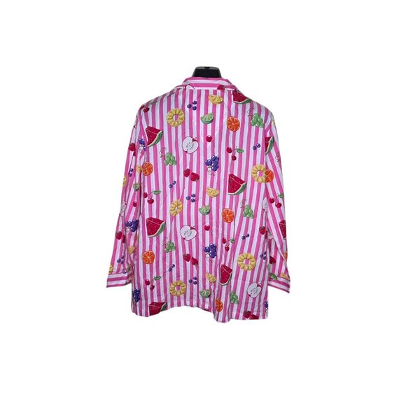 Vintage Nick & Nora Sleepwear Fruits 2 Piece Pajama Set Womens XXL Pink - Picture 6 of 11